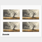 Sticker Rectangulaire peintures d'arbres frappés par la foudre. (Feuille)