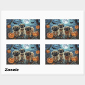 Sticker Rectangulaire Pékingese Halloween Éffrayant (Feuille)