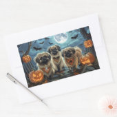 Sticker Rectangulaire Pékingese Halloween Éffrayant (Enveloppe)