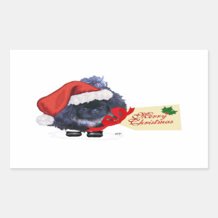 Sticker Rectangulaire Pékinois Noël Puppy