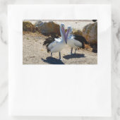 Sticker Rectangulaire Pélicans Amoureux, (Sac)