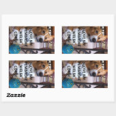 Sticker Rectangulaire pembroke welsh corgi fawn love w pic (Feuille)