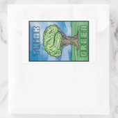 Sticker Rectangulaire Pensez au cerveau vert (Sac)