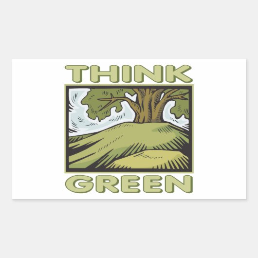 Sticker Rectangulaire Pensez au chêne vert (Devant)