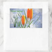 Sticker Rectangulaire Pensez au printemps ! Fleur Crocus Poussant La Nei (Sac)