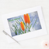 Sticker Rectangulaire Pensez au printemps ! Fleur Crocus Poussant La Nei (Enveloppe)