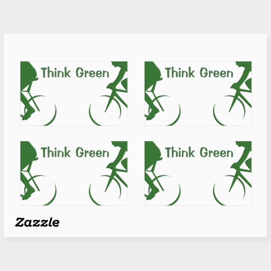 Sticker Rectangulaire Pensez vert (Feuille)