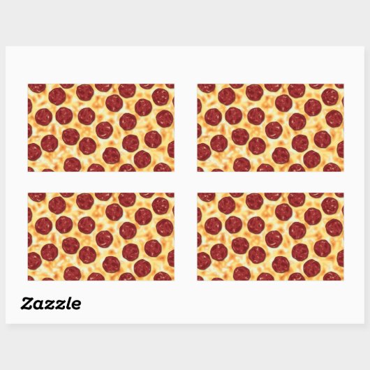 Sticker Rectangulaire Pepperoni Pizza Motif (Feuille)