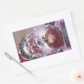 Sticker Rectangulaire père Noël 1908 avec Plum Pudding Vintage Noël (Enveloppe)