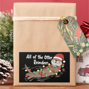 Sticker Rectangulaire Père Noël Animal Noël Tous Les Animaux de la Loutr