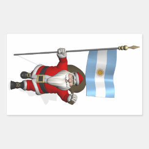 Sticker Rectangulaire Père Noël avec l'enseigne de l'Argentine