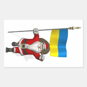 Sticker Rectangulaire Père Noël avec l'enseigne de l'Ukraine