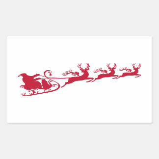 Sticker Rectangulaire Père Noël avec traîneau et rennes, conception de N