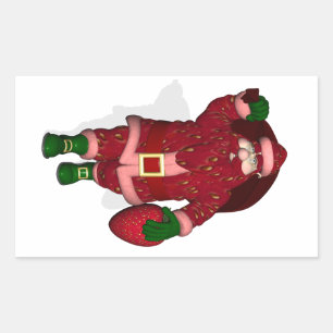 Sticker Rectangulaire Père Noël drôle agriculteur de fraises