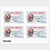 Sticker Rectangulaire Père Noël en hiver Wonderland jolie couleur (Feuille)