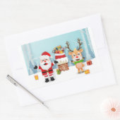 Sticker Rectangulaire Père Noël Et Rennes (Enveloppe)