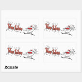 Sticker Rectangulaire Père Noël et son Sleigh (Feuille)