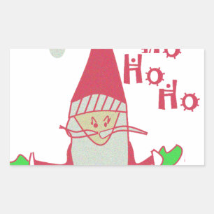 Sticker Rectangulaire Père Noël humoristique avec Ho Ho Ho Festive