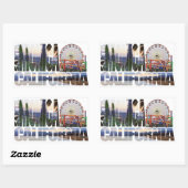 Sticker Rectangulaire Père Noël Monica logo fleurs jetée plage (Feuille)