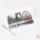 Sticker Rectangulaire Père Noël Monica logo fleurs jetée plage (Enveloppe)