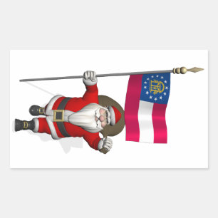Sticker Rectangulaire Père Noël patriotique en visite en Géorgie