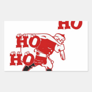 Sticker Rectangulaire Père Noël rouge et blanc Marcher Ho Ho Art Imprime