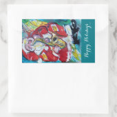 STICKER RECTANGULAIRE PÈRE NOËL & SAX, PARTI MUSICAL DE NOËL (Sac)