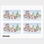 Sticker Rectangulaire Père Noël Snowman Rudolph Penguin Noël (Feuille)