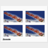 Sticker Rectangulaire Père Noël sur son Sleigh (Feuille)