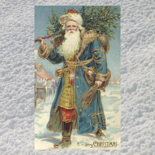 Sticker Rectangulaire Père Noël victorien vintage avec sapin de Noël