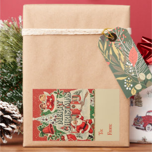 Sticker Rectangulaire Père Noël vintage