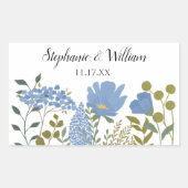 Sticker Rectangulaire Périwinkle Blue Spring Floral Mariage personnalisé (Devant)