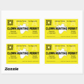 Sticker Rectangulaire Permis de chasse aux clowns (4x) (Jaune) (Feuille)
