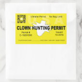 Sticker Rectangulaire Permis de chasse aux clowns (4x) (Jaune) (Sac)