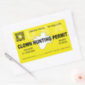 Sticker Rectangulaire Permis de chasse aux clowns (4x) (Jaune) (Enveloppe)