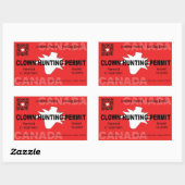 Sticker Rectangulaire Permis de chasse aux clowns canadiens (4x) (Feuille)