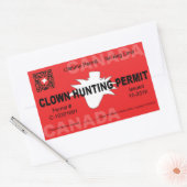 Sticker Rectangulaire Permis de chasse aux clowns canadiens (4x) (Enveloppe)