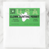Sticker Rectangulaire Permis de chasse aux clowns (vert) (4x) (Sac)