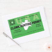 Sticker Rectangulaire Permis de chasse aux clowns (vert) (4x) (Enveloppe)