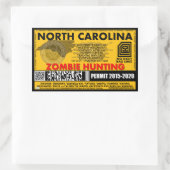 Sticker Rectangulaire Permis de chasse zombie Caroline du Nord (Sac)