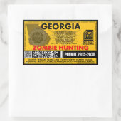 Sticker Rectangulaire Permis de chasse zombie Géorgie (Sac)