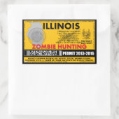 Sticker Rectangulaire Permis de chasse zombie Illinois (Sac)