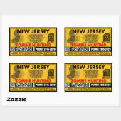 Sticker Rectangulaire Permis de chasse zombie New Jersey (Feuille)