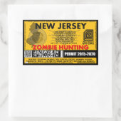 Sticker Rectangulaire Permis de chasse zombie New Jersey (Sac)