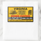 Sticker Rectangulaire Permis de chasse zombie Virginie (Sac)