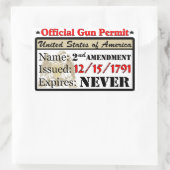 Sticker Rectangulaire Permis officiel d'armes à feu ! (Sac)