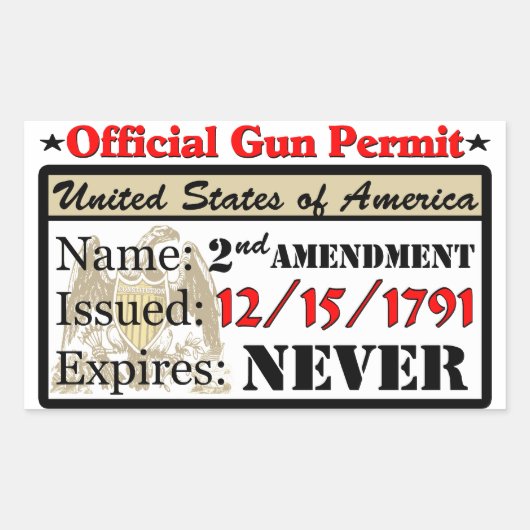 Sticker Rectangulaire Permis officiel d'armes à feu ! (Devant)