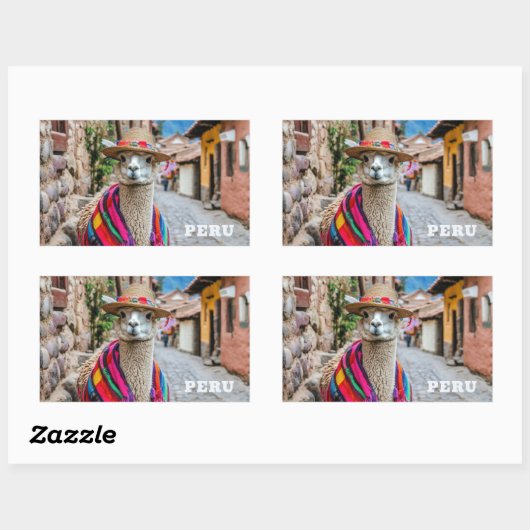 Sticker Rectangulaire Pérou Llama (Feuille)