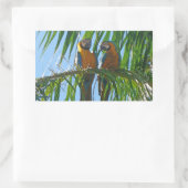 Sticker Rectangulaire Perroquets - Macaws bleu et or (Sac)