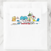 Sticker Rectangulaire Personnages de Dr Seuss et nom de l'enseignant (Sac)